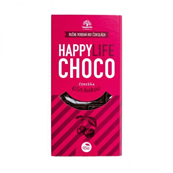 Čokoláda CHOCO 65% kakao s Čerešňami BIO 70g Happylife