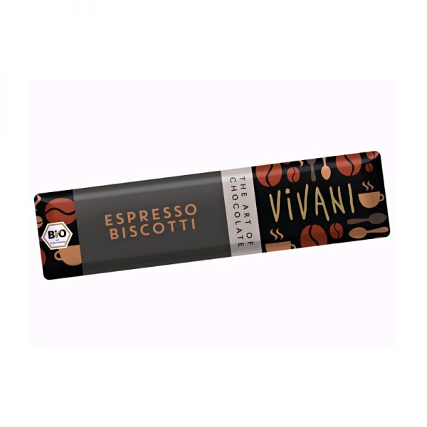 Čokoláda snack bars Espresso a sušienky BIO 40 g VIVANI