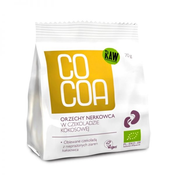 Kešu v kokosovej RAW čokoláde 45 % BIO 70 g Cocoa
