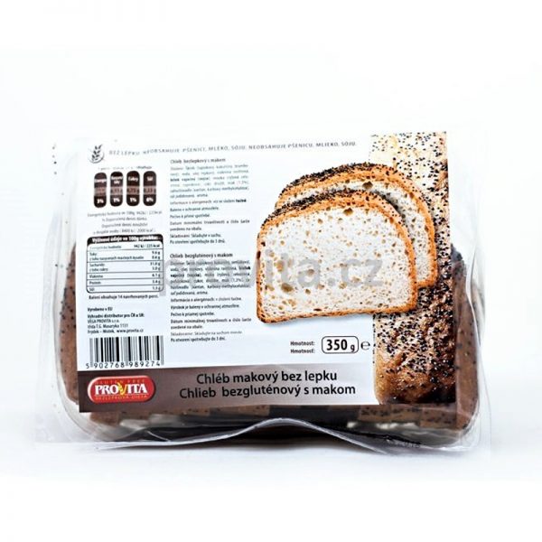 Chlieb bezlepkový s makom 350g Provita plastový obal
