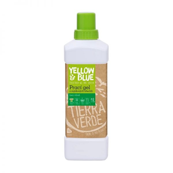 Prací gél z mydlových orechov bez vône Natural 1 L Yellow & Blue - Tierra Verde