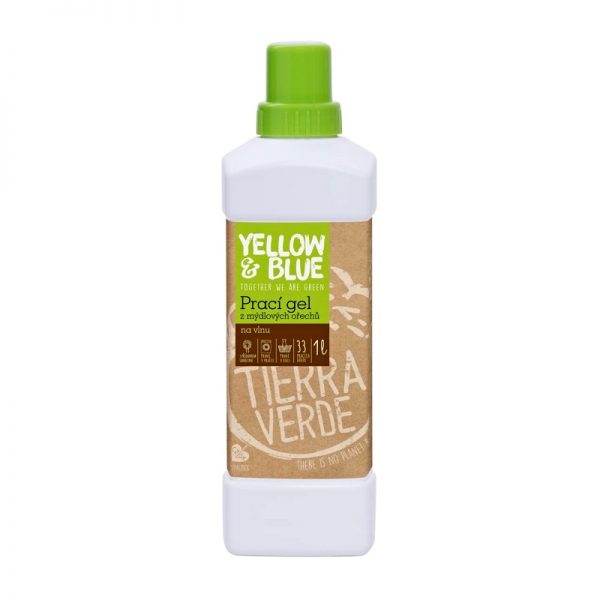 Prací gél z mydlových orechov na vlnu a funkčný textil z merino vlny 1 L Yellow & Blue - Tierra Verde