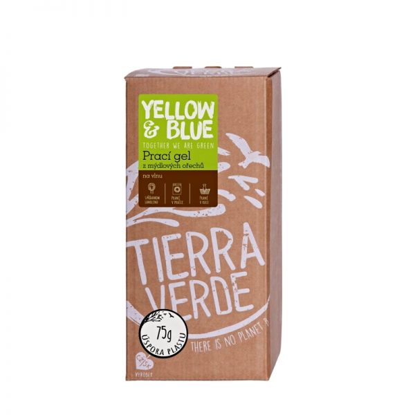 Prací gél z mydlových orechov na vlnu a funkčný textil z merino vlny bax in box 2 L Yellow & Blue - Tierra Verde