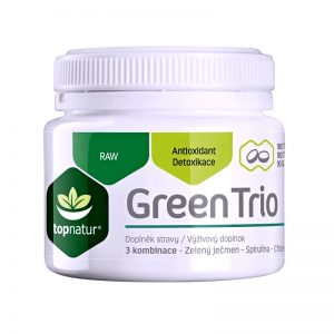 green trio - zmes chlorella, mladý jačmeň, spirulina 180g topnatur plastová dóza