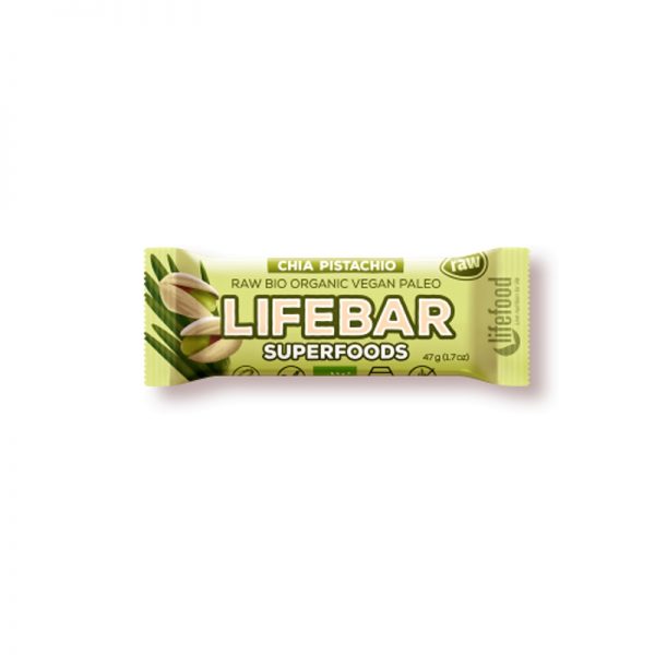 LIFEBAR Superfoods s chia a pistáciami BIO RAW 47 g Lifefood