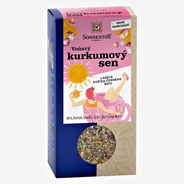 Voňavý Kurkumový sen, korenistý čaj sypaný BIO 120g Sonnentor krabička