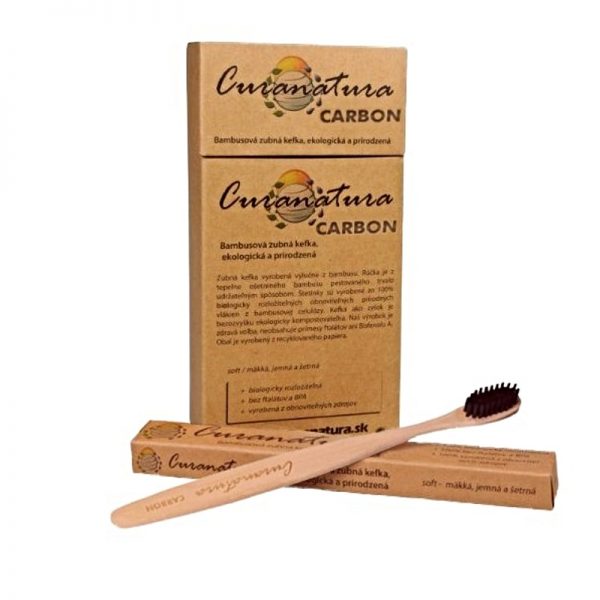 Zubná kefka bambusová CARBON soft 12 ks CURANATURA