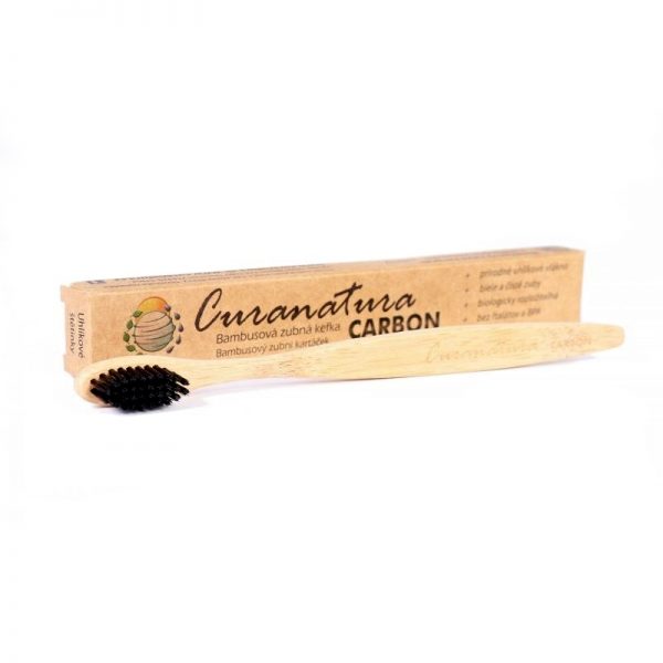 Zubná kefka bambusová CARBON soft 1 ks CURANATURA
