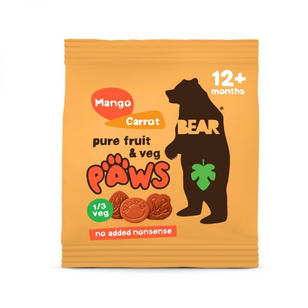 Paws želé labky Mango a Mrkva 20g Bear bezlepkové vegán