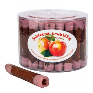 Trubičky jablkové s jahodovou polevou 450g Trutna 45ks v plastovej dóze