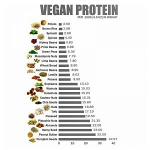 Vegan protein tabuľka