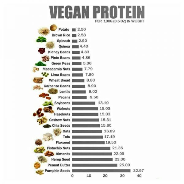 Vegan protein tabuľka