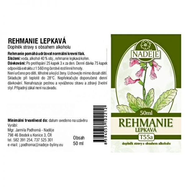 Naděje Rehmania lepkavá - tinktúra z bylín 50 ml