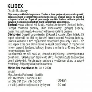 Naděje Klidex - tinktúra z bylín a pupeňov 50 ml